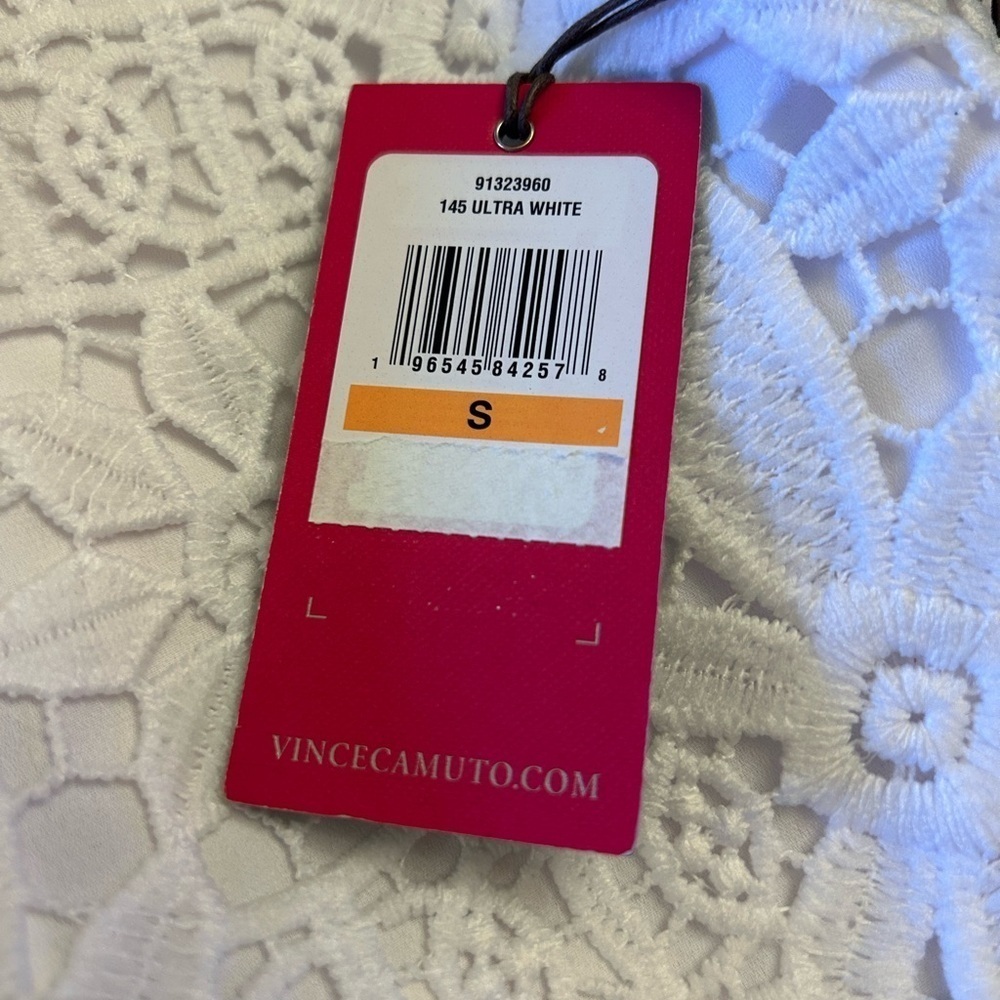 VINCE CAMUTO SLEEVELESS LACE SHEATH DRESS WHITE - Picture 4 of 4